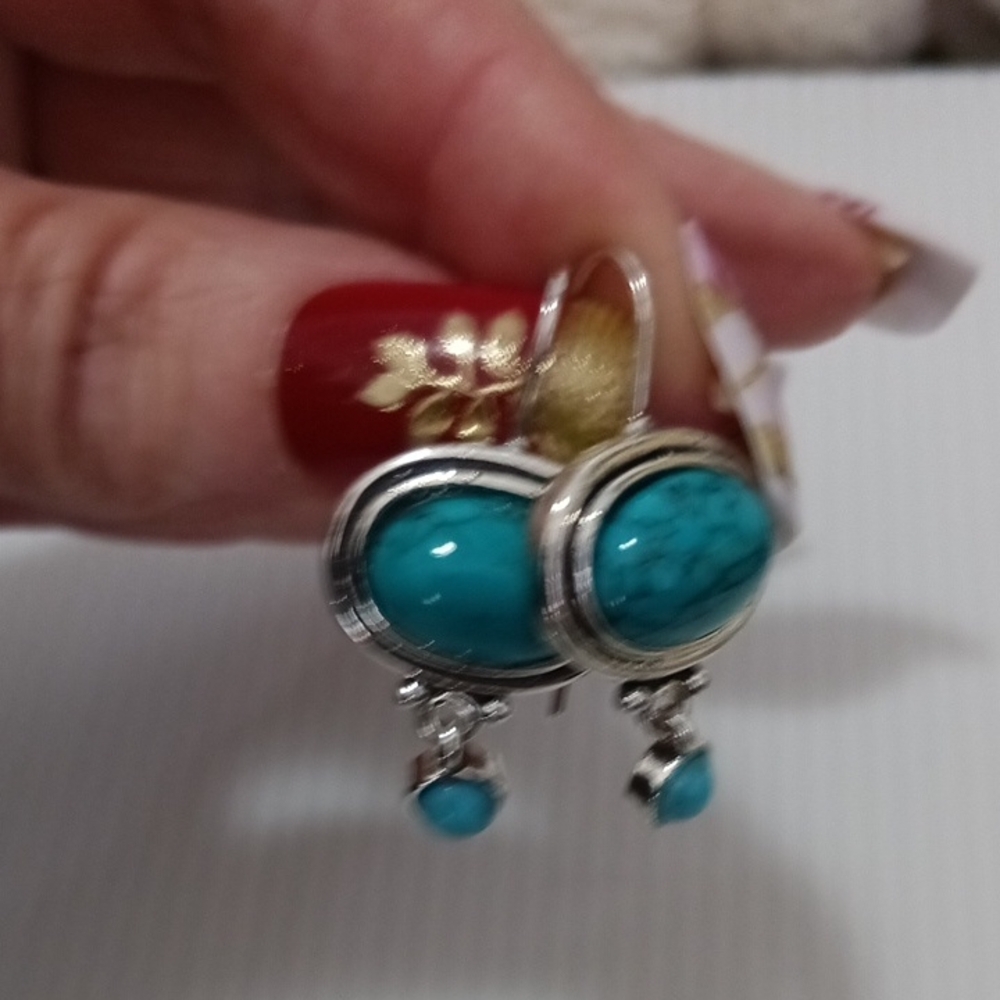 Turquoise and Silver Dangle Earrings